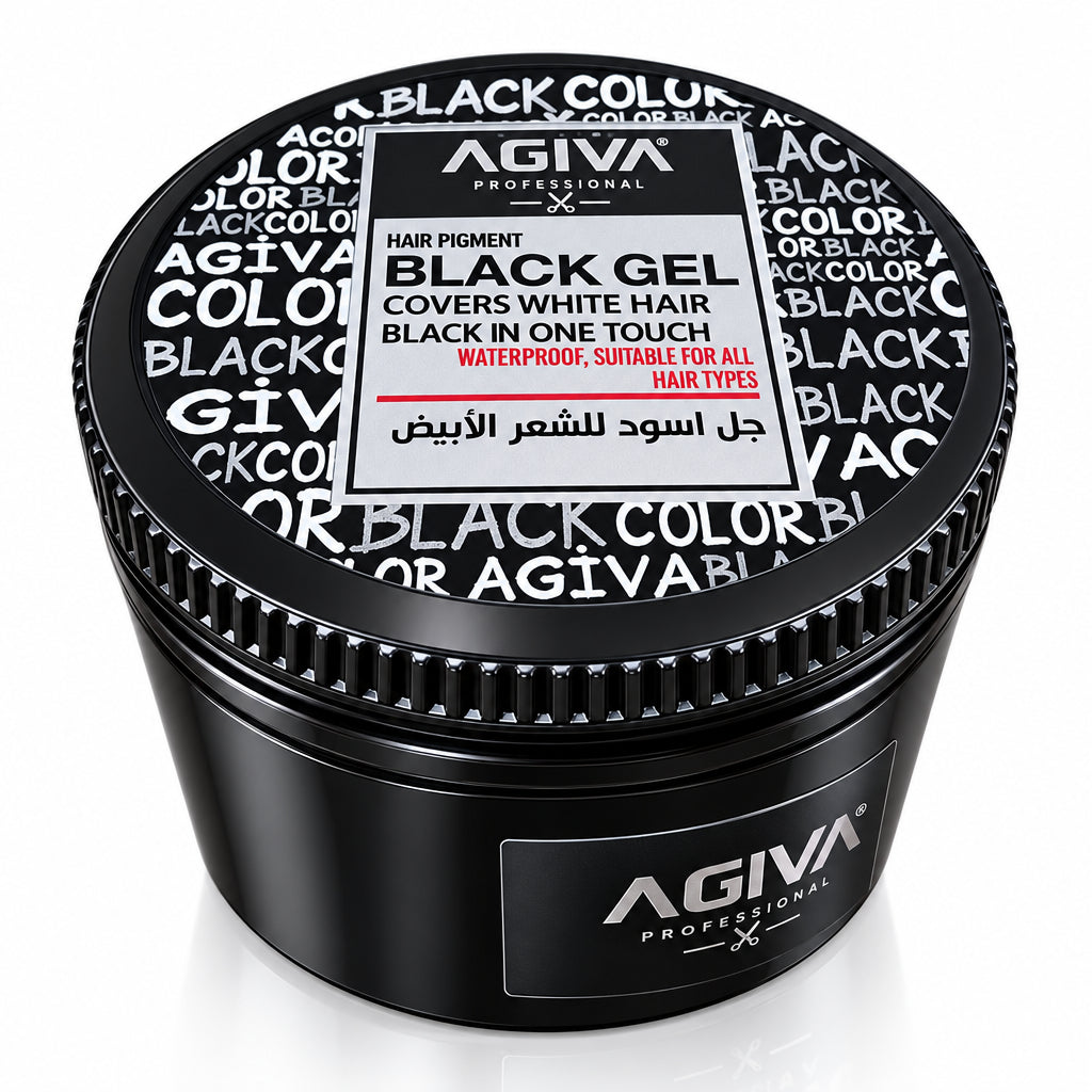 Side label of AGIVA Hairpigment Black Gel jar