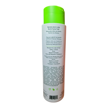Back label and directions of ReVive Procare ReviV3 Cleanser Shampoo bottle