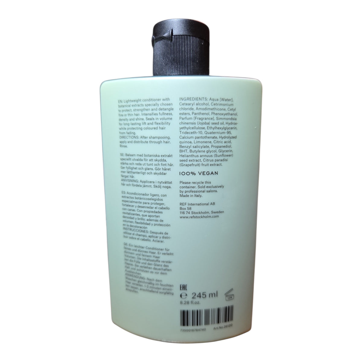 REF Weightless Volume Conditioner ingredients and back label